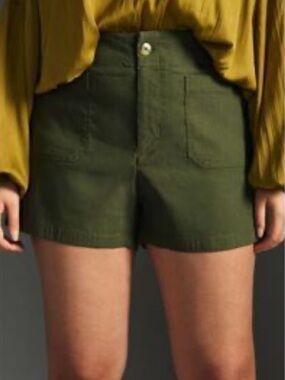 Maeve Dark Olive Green High-Waist Pocket Shorts